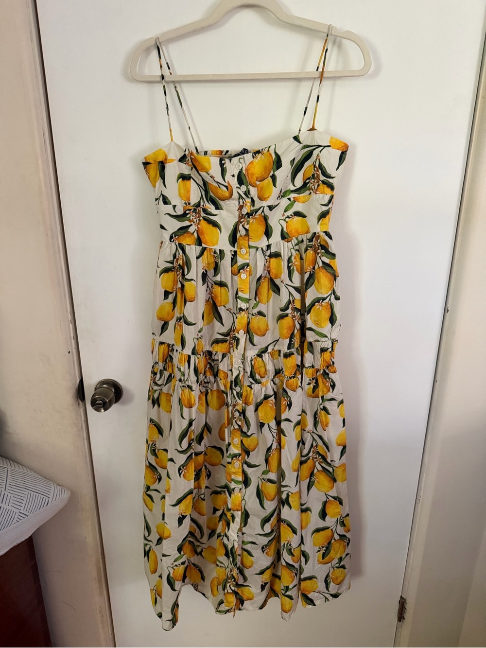 J. Crew Yellow Lemon Print Sundress with Spaghetti Straps